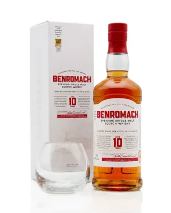 Benromach 10 Year Old + Branded Tasting Glass (Wrinkly Label)