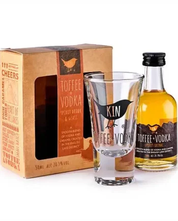 Kin Toffee Vodka Miniature & Shot Glass Gift Set 5cl