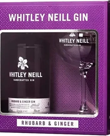 Whitley Neill Handcrafted Rhubarb and Ginger Gin Glass Gift Pack 70cl