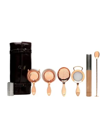 Bonzer Leather Roll Strainers & Muddler Set Copper