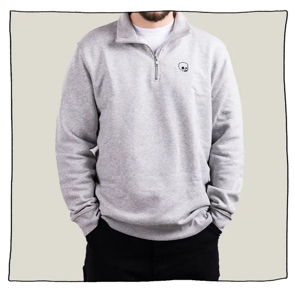 1/4 Zip Sweatshirt in Light Grey