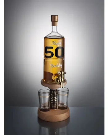 Happy 50th Birthday Whisky Decanter With Tap & 2 Glasses 35cl