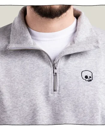 1/4 Zip Sweatshirt in Light Grey