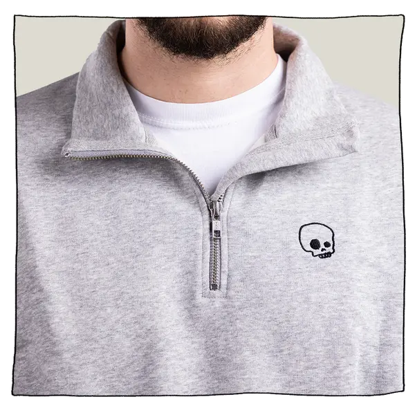 1/4 Zip Sweatshirt in Light Grey