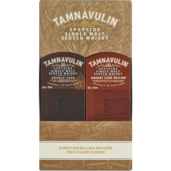 Tamnavulin Speyside Single Malt Scotch Whisky Double Cask and Sherry Cask Gift Pack 2x50cl