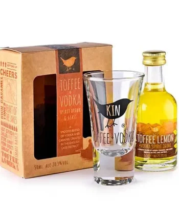 Kin Toffee Lemon Vodka Miniature & Shot Glass Gift Set 5cl