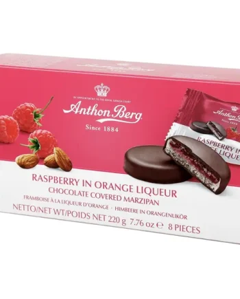 Anthon Berg Raspberry In Marzipan Brandy Chocolate Liqueurs 8 Pieces 220g