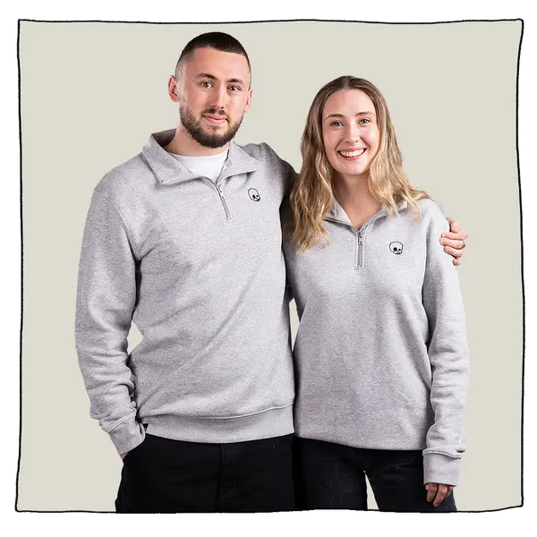 1/4 Zip Sweatshirt in Light Grey
