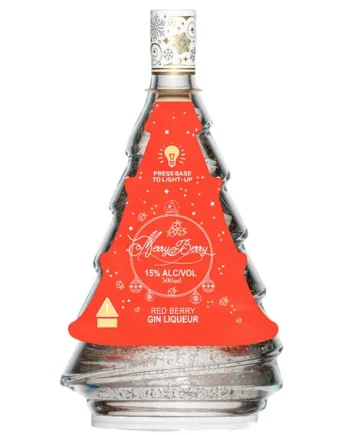 Merry Berry Red Berry Gin Liqueur Illuminated Christmas Tree Bottle 50cl