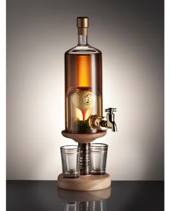 Golf Ball On Tee Refillable Rum Decanter & 2 Glasses 35cl