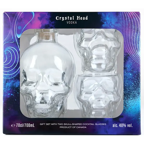 Crystal Head Vodka with 2 x Skull-Shaped Cocktail Glasses Gift Set 70cl
