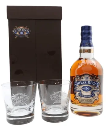 Chivas Regal 18 Year Old Gold Signature & 2 X Glasses Set 70cl