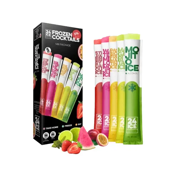 24 Ice Frozen Cocktail Ice Pops 20 Pieces 20x65ml