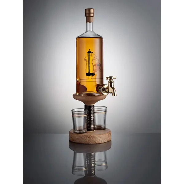 Fisherman Refillable Whisky Decanter With Tap & 2 Glasses 35cl