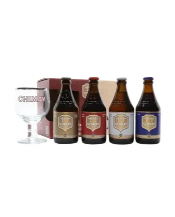 Chimay Red, White, Blue, Gold & Glass Gift Pack